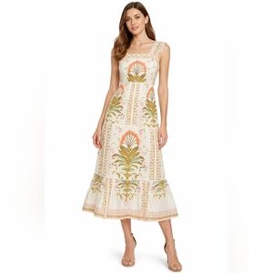 NWT CeCe Pintuck Sleeveless Midi Dress Square Neck Size 4